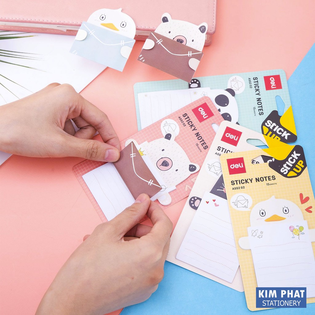 Giấy nhớ, Sticky Notes hình con vật dễ thương DELI EA55202