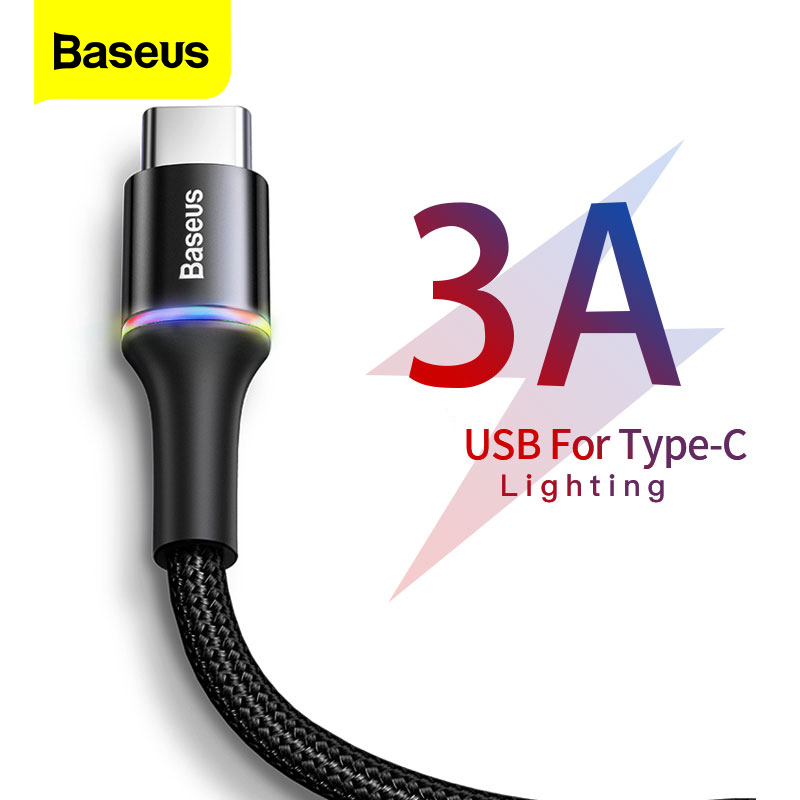 Baseus Cáp USB Type C cho Samsung S20 S10 Plus Dây sạc nhanh Xiaomi Dây sạc USB-C Điện thoại di động Cáp USBC Type-c