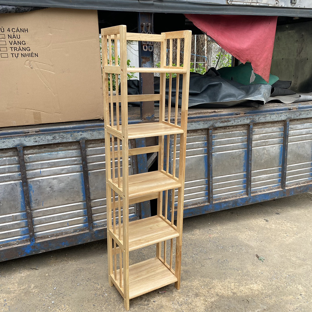 Kệ sách gỗ cao su 5 tầng ngang 40cm - hàng lắp ráp