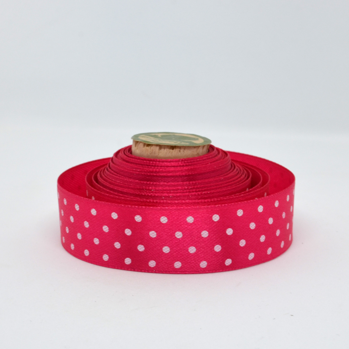 Cuộn 3m ruy băng lụa chấm bi 2cm hồng