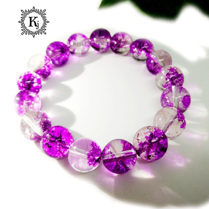 Vòng Tay Phong Thủy Đá Ưu Linh Tím - Hợp Mệnh Hỏa, Thồ -  Mang Đến May Mắn - Gia  Tăng Vượng Khí - Tặng Kèm Dây, Đá Dự Phòng - Đá Thiên Nhiên 100%