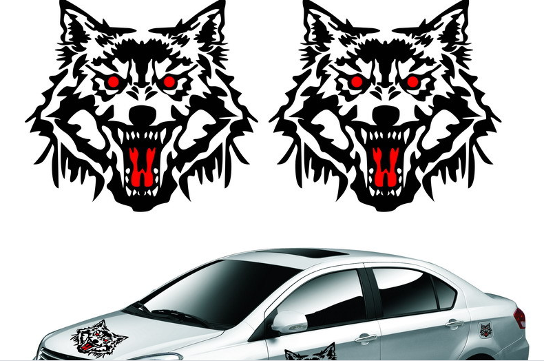 Decal đầu sói trang trí ô tô