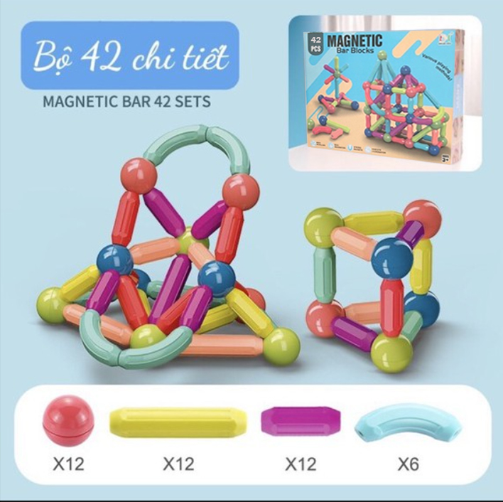 Đồ Chơi Xếp Hình Nam Châm - Nhựa ABS An Toàn, 36,42,54 Chi tiết, Nhiều màu sắc - bộ xếp hình nam châm, đồ chơi nam châm, xep hinh nam cham, xếp hình nam châm thông minh, bộ đồ chơi nam châm xếp hình, bộ xếp hình nam châm 64 chi tiết