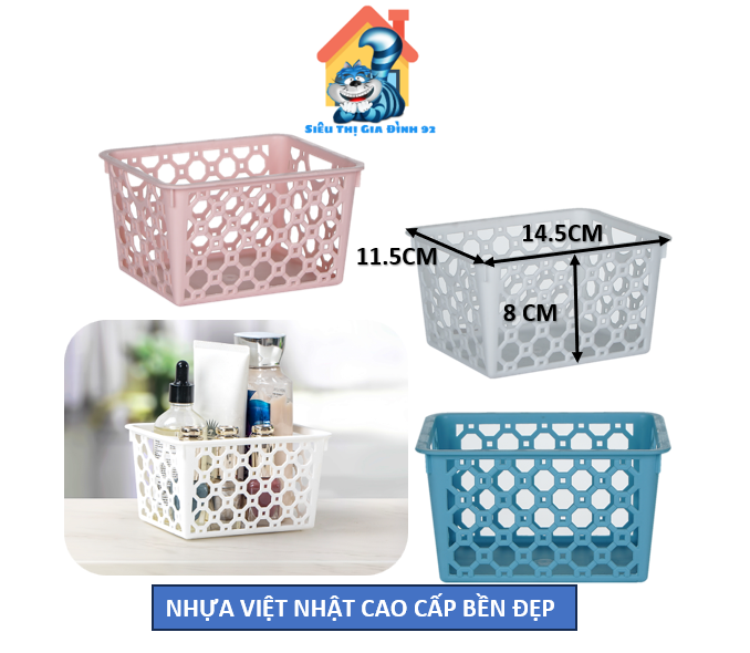 Rổ nhựa đựng đồ văn phòng mini việt nhật 5690, giỏ khay đựng đồ để bàn tiện ích