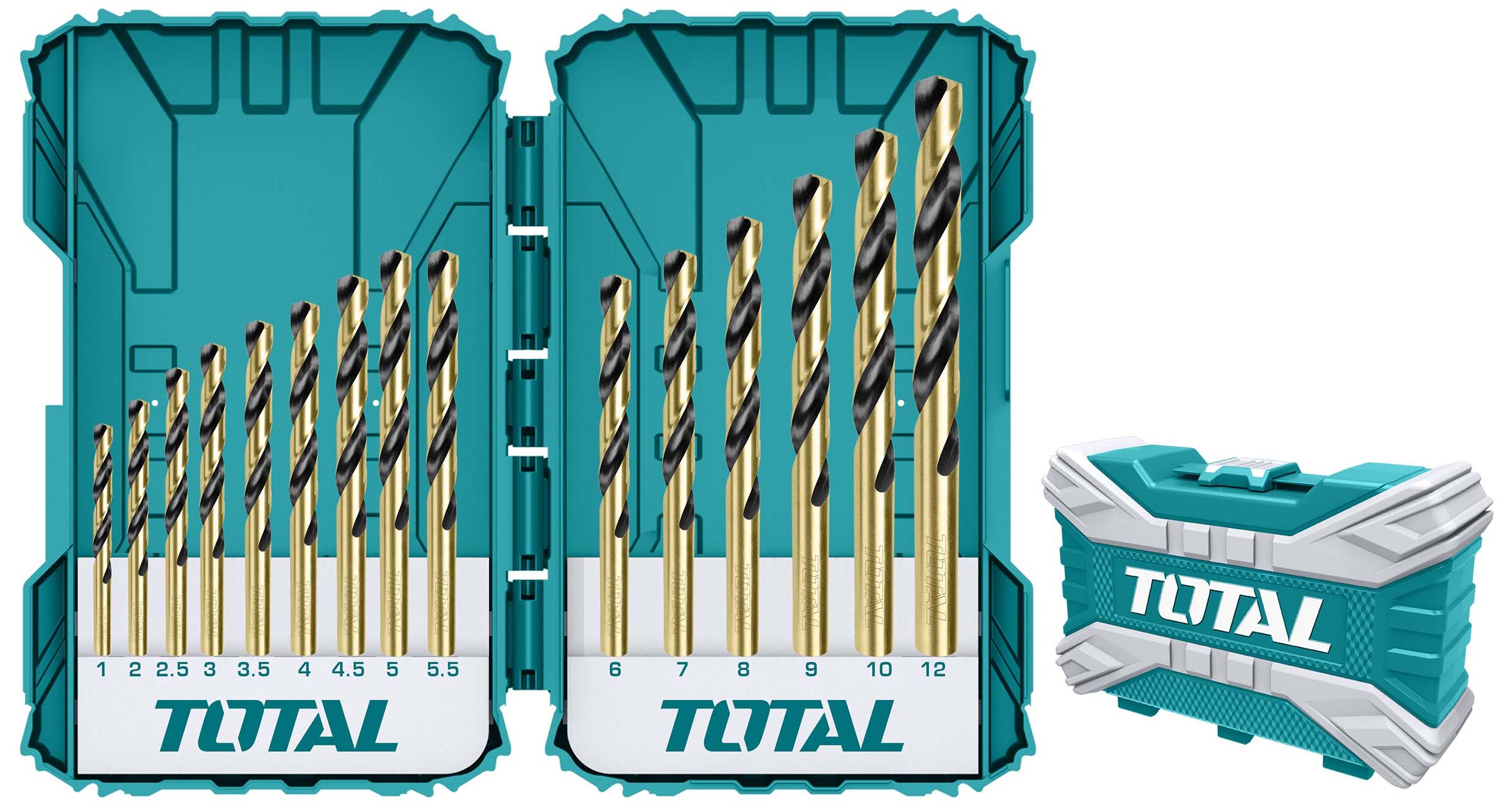 1-12mm bộ mũi khoan sắt hss 15 chi tiết total tacsdl51501