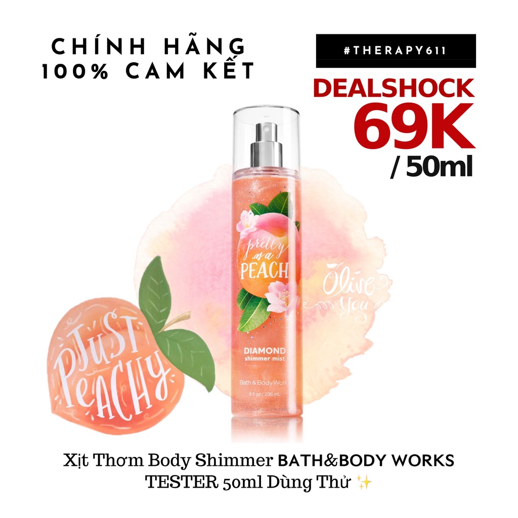Xịt thơm có nhũ Bath and Body Works - Pretty As A Peach 236ml