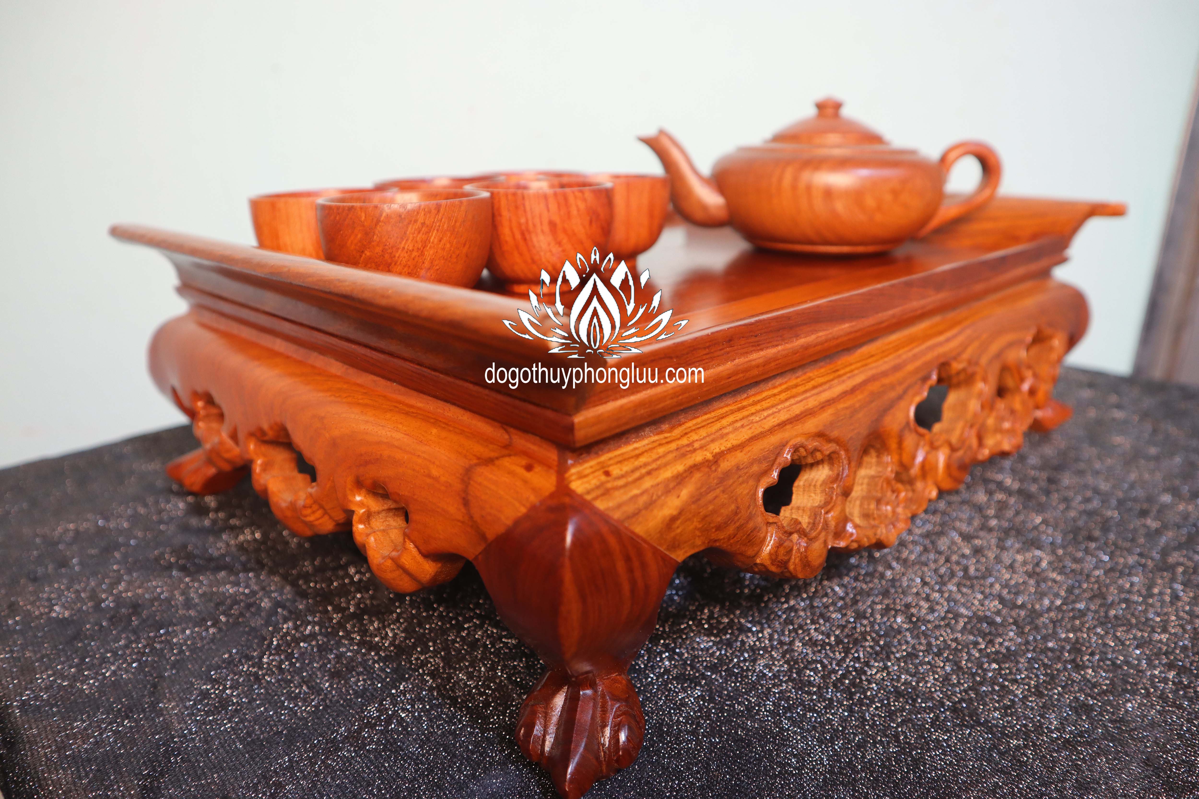 Combo khay trà ấm chén trà gỗ hương