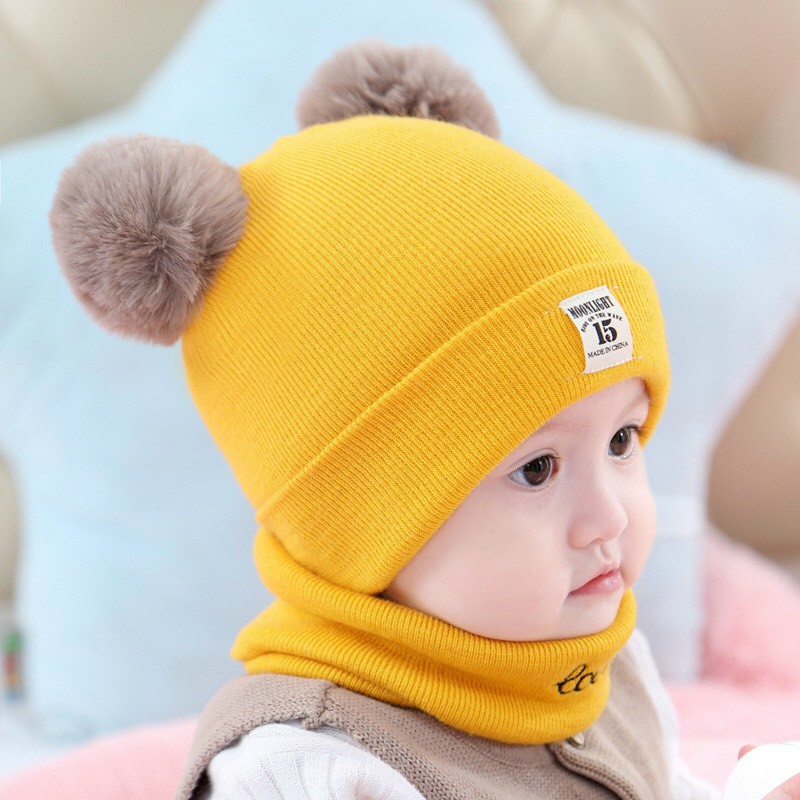 Mũ len kèm khăn lót nỉ siêu ấm - Mũ len nam - Mũ len nữ - Mũ len nữ hàn quốc - Mũ len hàn quốc
