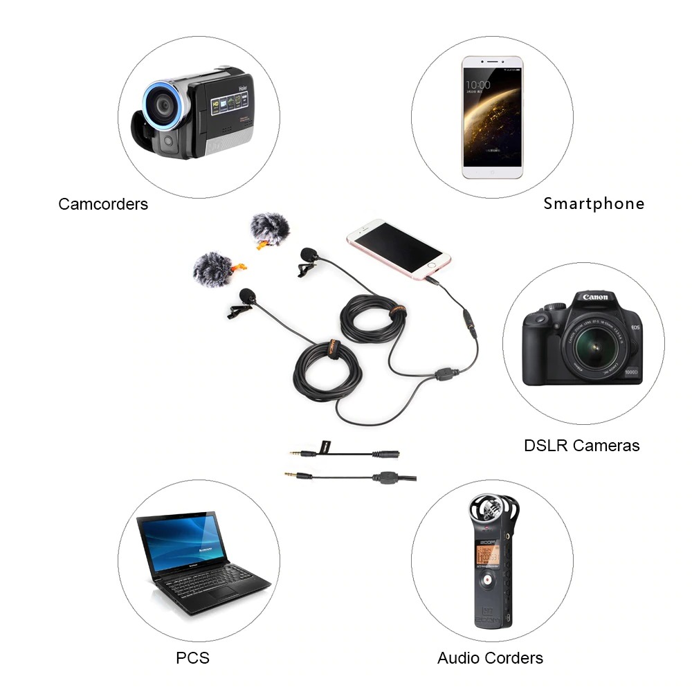 Cặp micro cài áo phỏng vấn cho Camera, Gopro, Smartphone | Comica CVM-D02 Dualmic