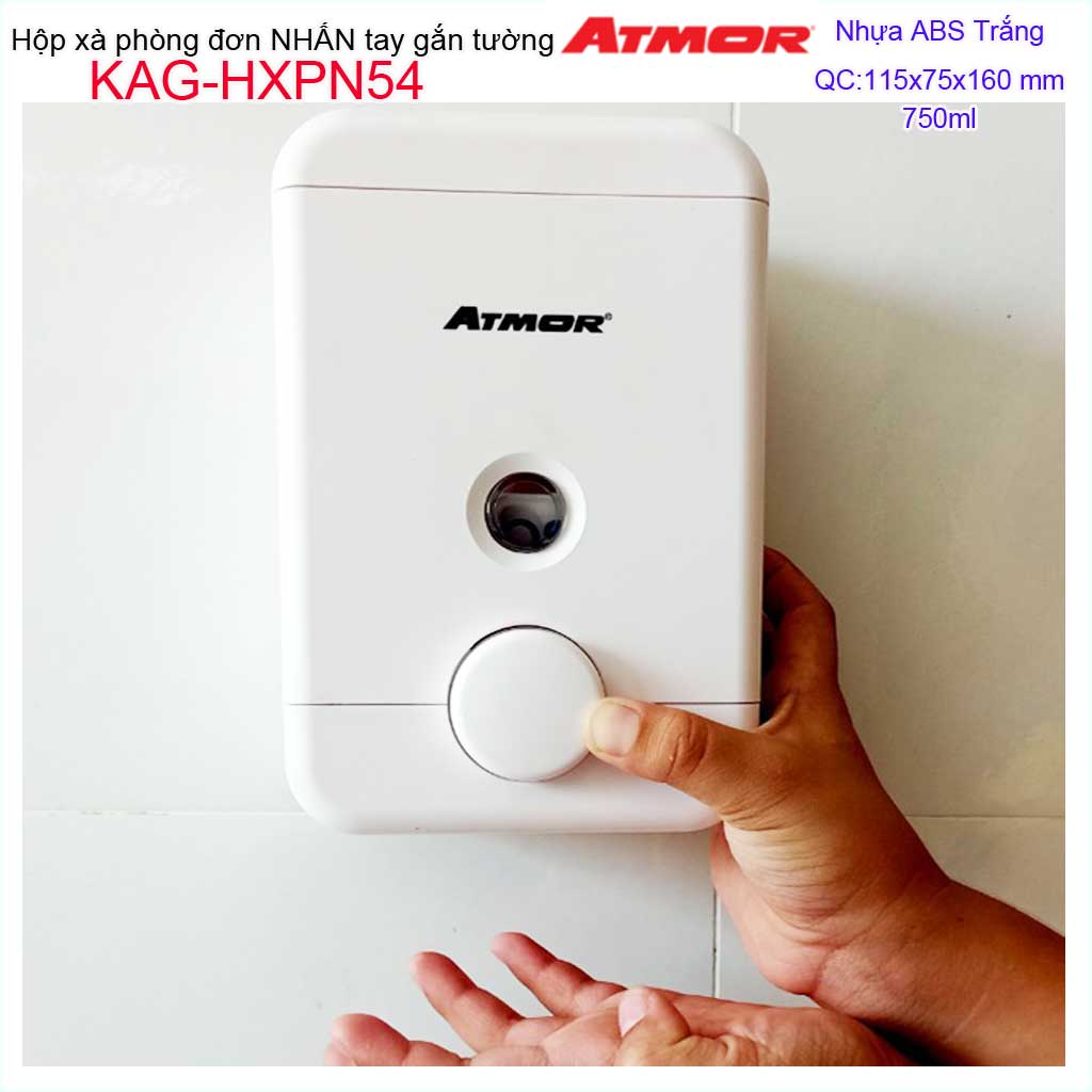 Hộp nhấn xà phòng Atmor KAG-HXPN54 -Trắng-White, bình xịt xà bông 750ml tiện dụng nhấn êm siêu bền