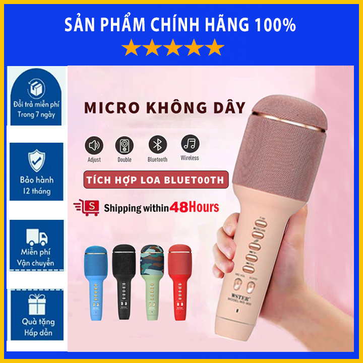 Micro karaoke bluetooth cầm tay tiện dụng WS-900 chất lượng cao, mic không dây kiêm loa bluetooth hát karaoke nghe nhạc cực hay âm thanh lớn