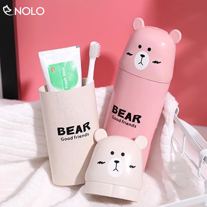 Easy to carry bear's toothbrush, toothpaste, razor with dust cover