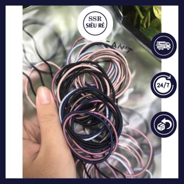 Set 100 Dây Buộc Tóc Trơn Kèm Túi Zip Siêu Xinh - Cột Tóc (MS7)