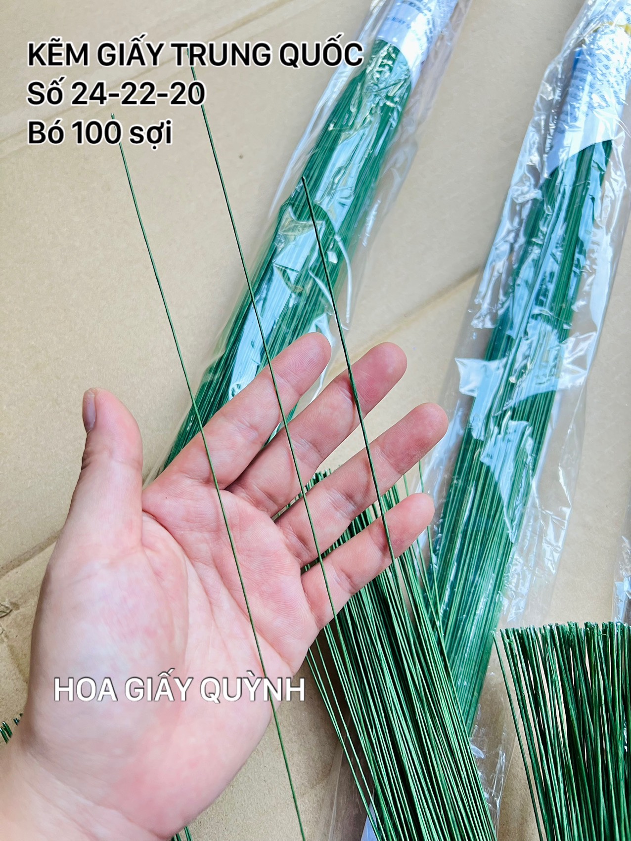KẼM GIẤY XANH (Trung Quốc) SỐ 24-22-20 - bó 100 cây