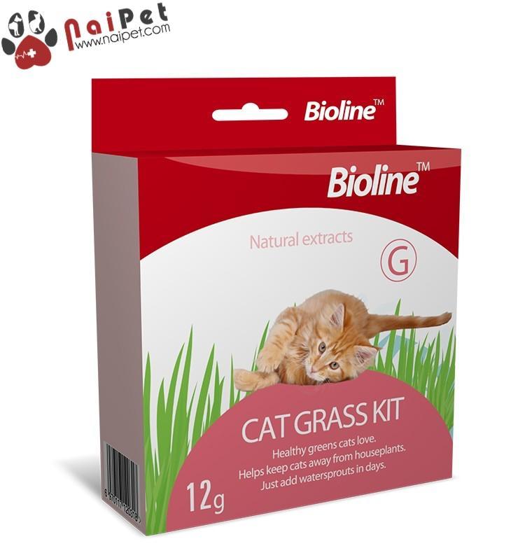 Bộ Trồng Cỏ Tươi Hạt Giống Cỏ Tươi Cho Mèo Cat Grass Kit Bioline 12g