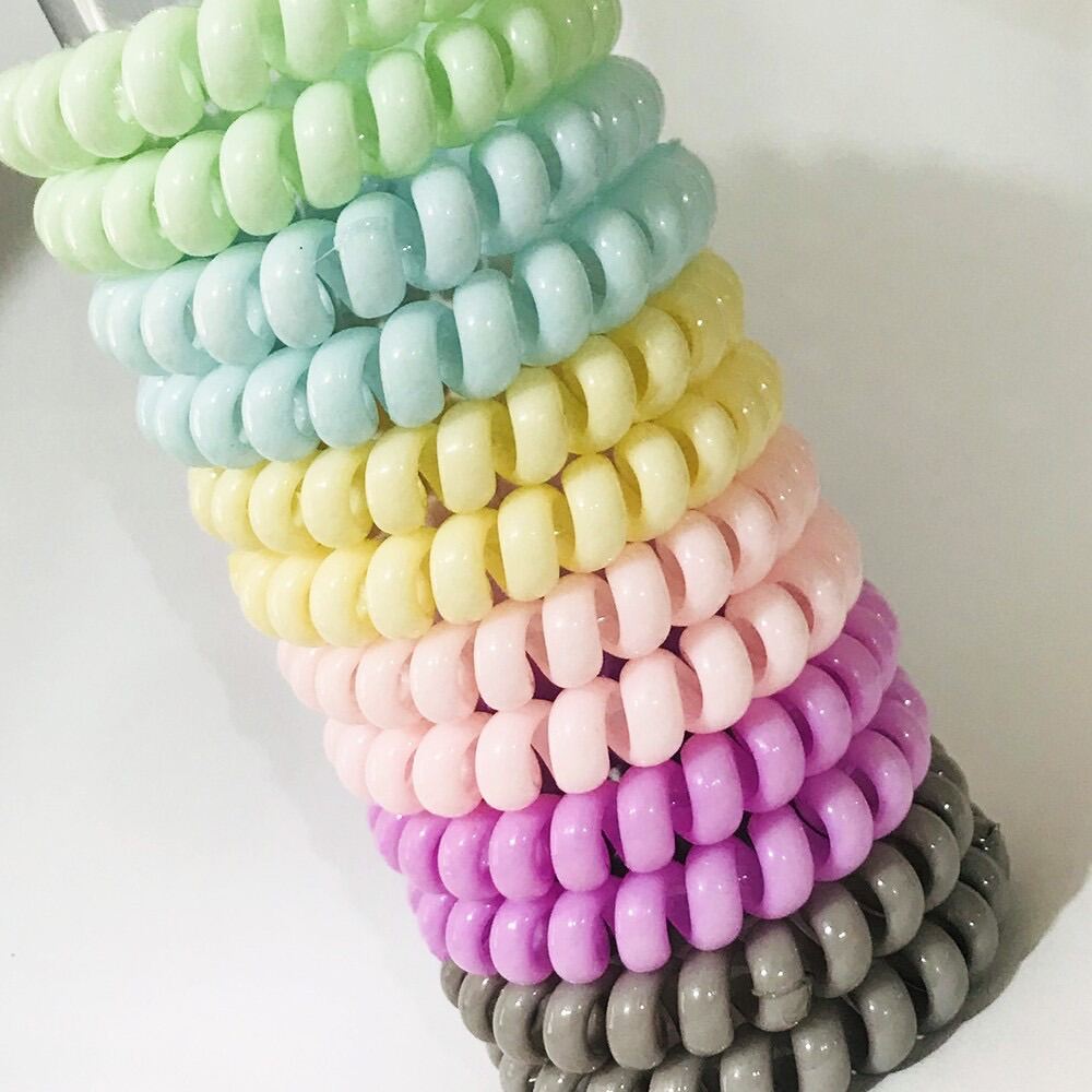 Set 5 cột tóc lò xo màu pastel dễ thương - Trâm Bella