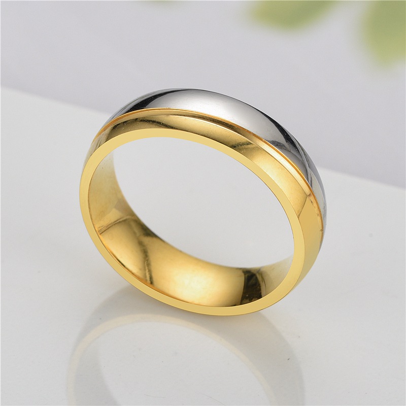 Nhẫn Titan Không Rỉ Vòng Đôi Bạc Vàng Phong Cách