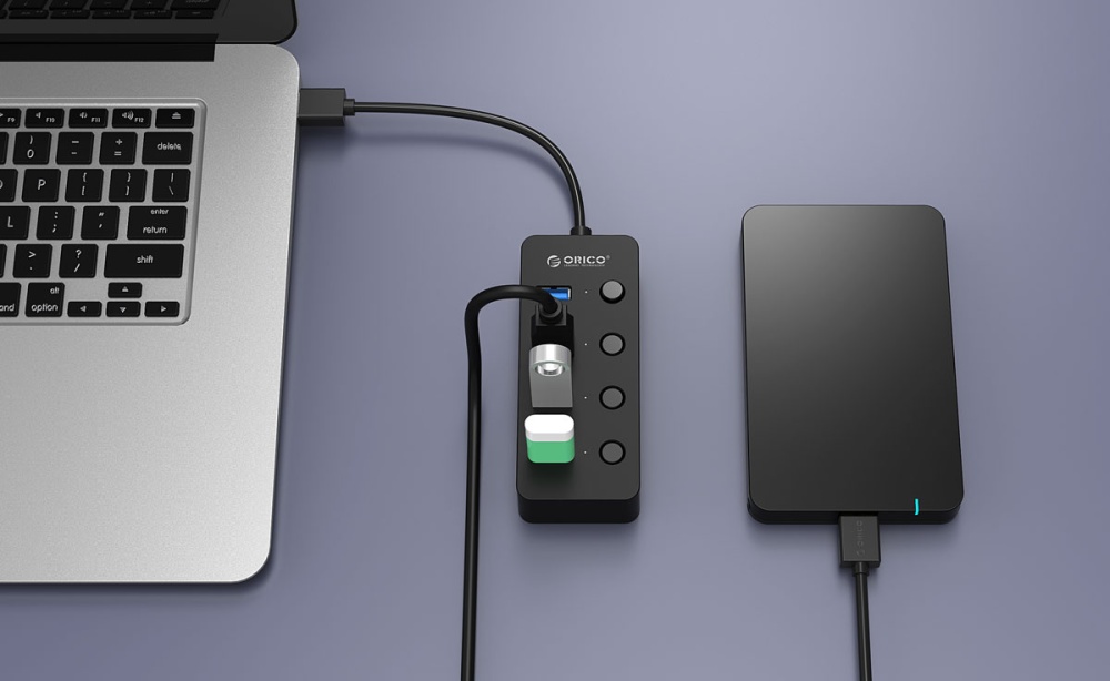 Bộ chia USB HUB 4 cổng USB 3.0 ORICO W9PH4-U3-BK -Nhà Phân Phối Chính Hãng