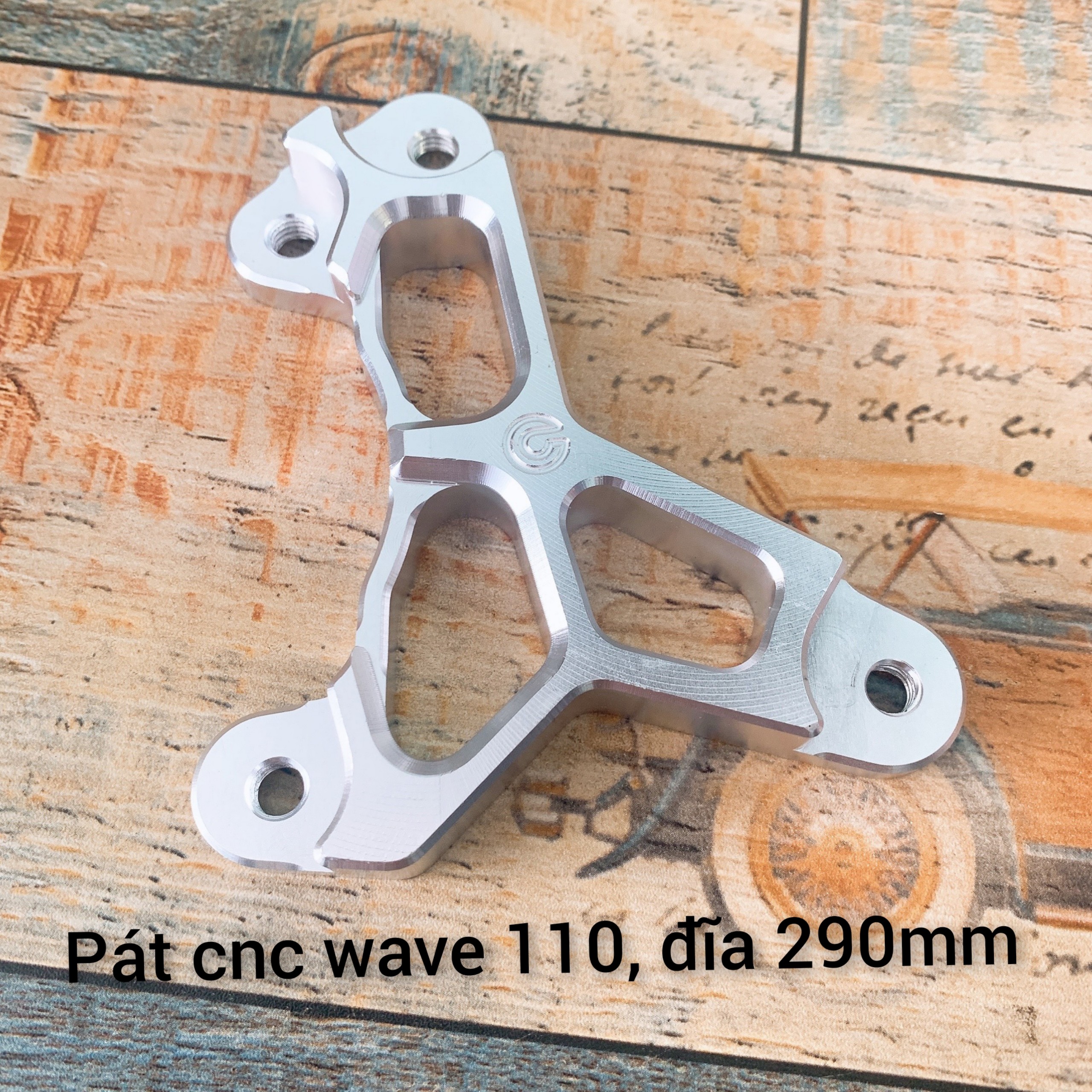 Pát cnc trước gắn heo 2 piston, đĩa 290mm, cho xe wave 110