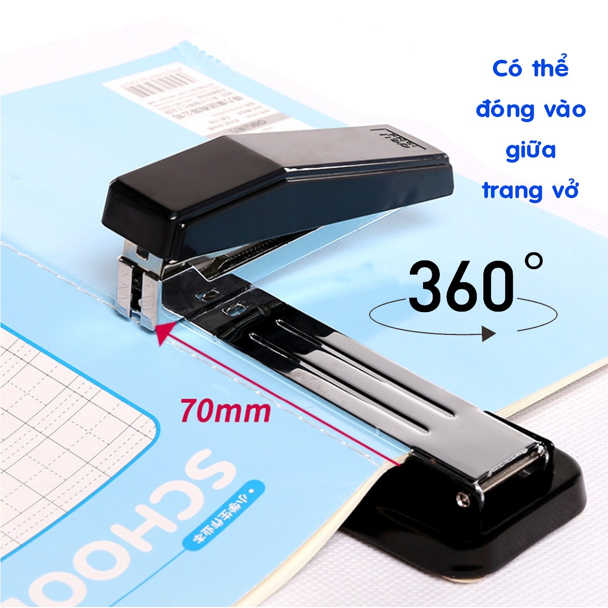 Dập ghim xoay chiều Deli - E0414 Tặng Hộp Ghim Bấm Số 3