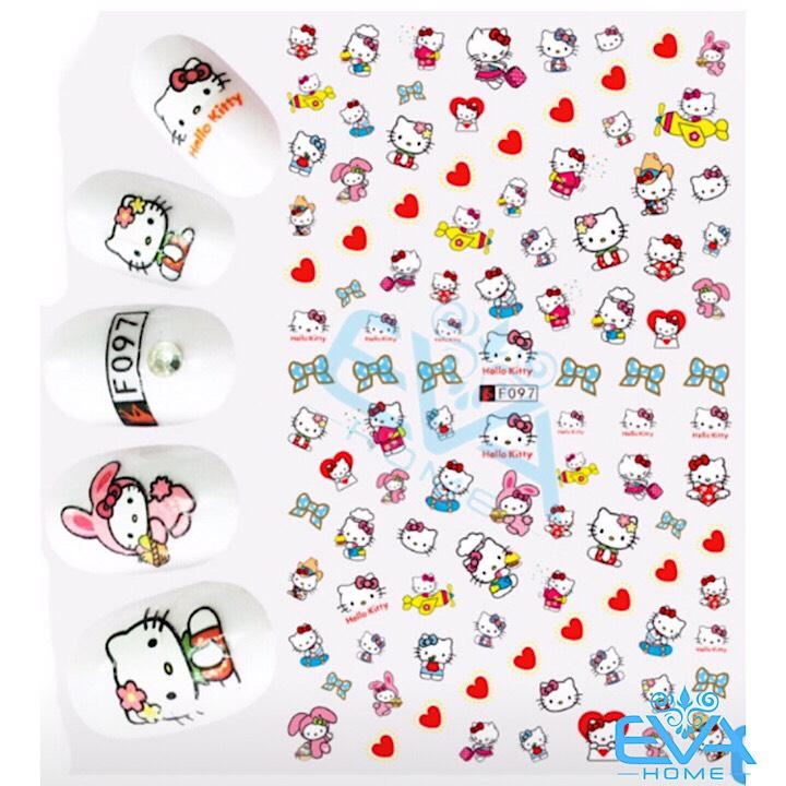 [HCM]Miếng Dán Móng Tay 3D Nail Sticker Hoạt Hình Mèo Hồng Kity F097