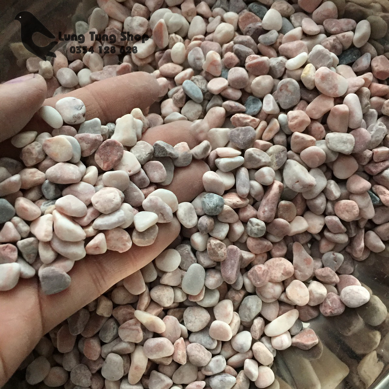 [HCM]Đá hỗn hợp màu hồng nhạt - đá sỏi trang trí
