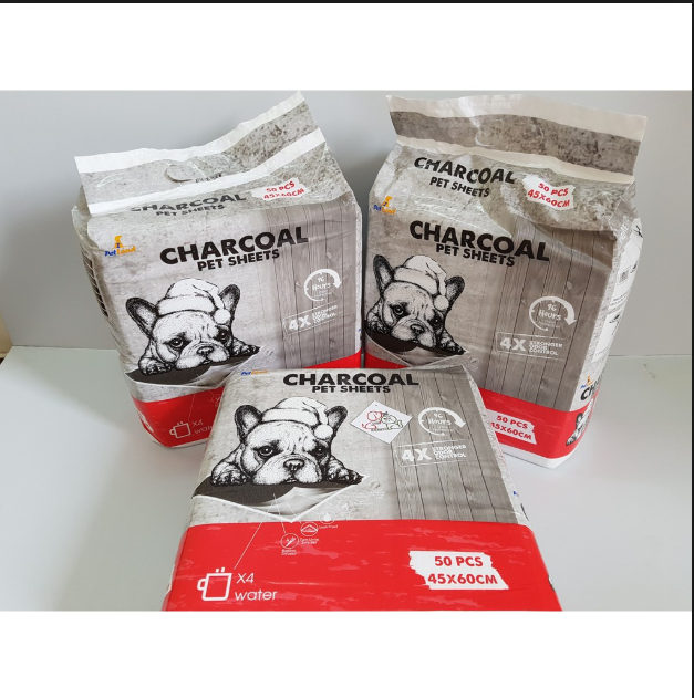 Bịch tấm lót vệ sinh than hoạt tính chó mèo charcoal size 45x60cm - 50 miếng