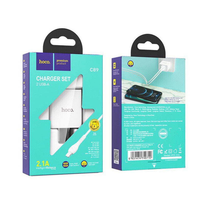 CỐC SẠC NHANH 2 CỔNG HOCO C892.4A-CHÍNH HÃNG HOCO C89