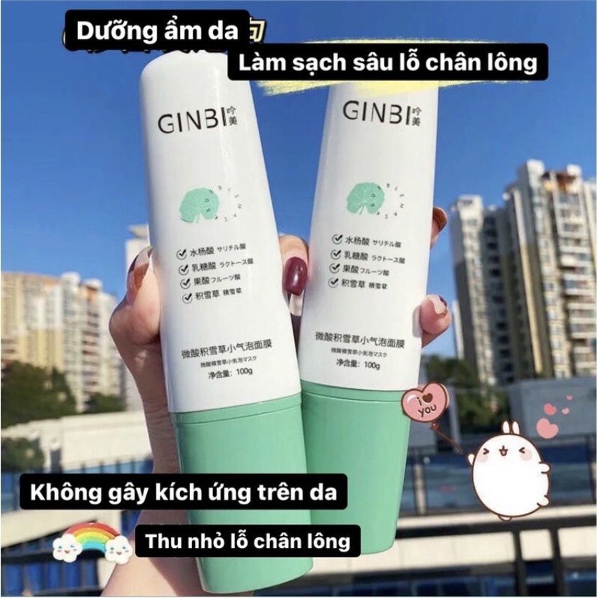 Mặt nạ sủi bọt rau má GINBI thải độc cấp ẩm dưỡng trắng da