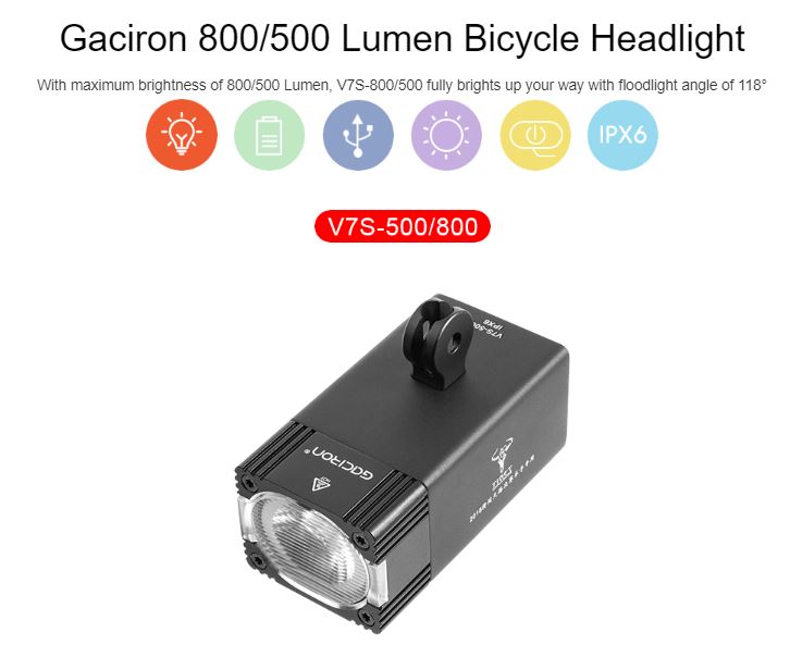 Đèn xe đạp Gaciron V7S-800