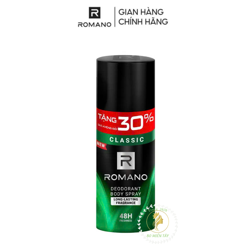 (Tặng 30%) Xịt Khử Mùi Nam Romano 195ml – Classic, Force, Attitude, Gentleman