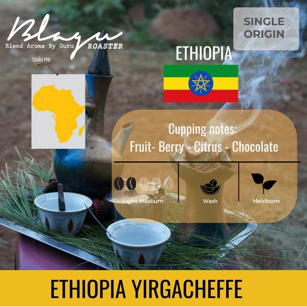 Cà Phê Blagu Hạt Đã Rang, Ethiopia W. Yirgacheffe - 100%Arabica - Light-Medium - 250g