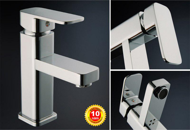 Vòi Lavabo nóng lạnh (Trụ vuông) Hợp kim - Hàng Cao cấp ITALIA (kèm 1 đôi dây cấp nước)