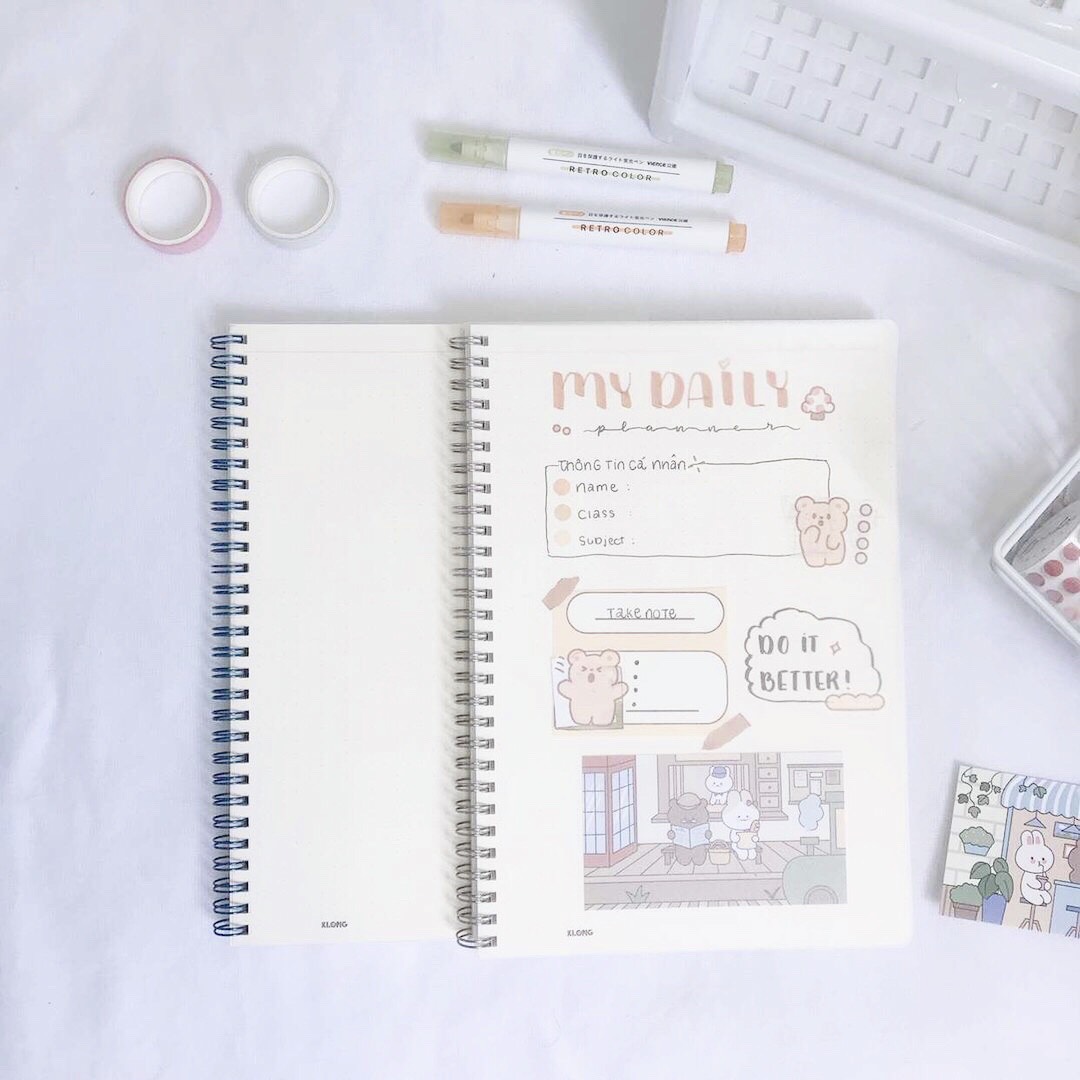 Combo 2 sổ Dot Grid B5 120 trang 100GSM KLONG làm BulletJournal/Take-Notes