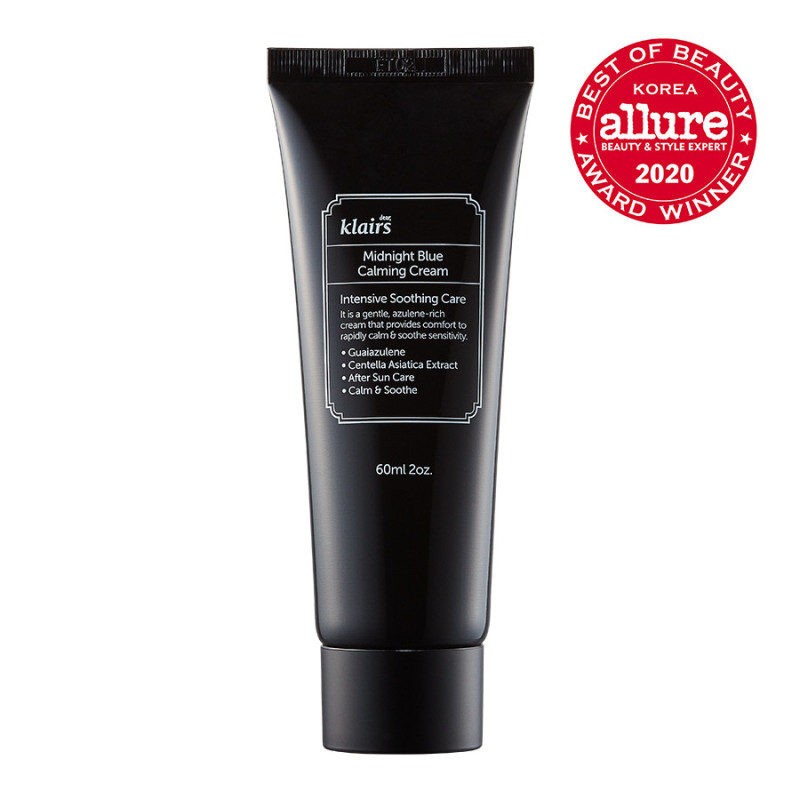 Kem dưỡng da DEAR KLAIRS MIDNIGHT BLUE CALMING CREAM 60ml, làm dịu các vùng da kích ứng+ Làm giảm sưng tấy vết thương sau khi mụn, hoặc nặn mụn giá rẻ