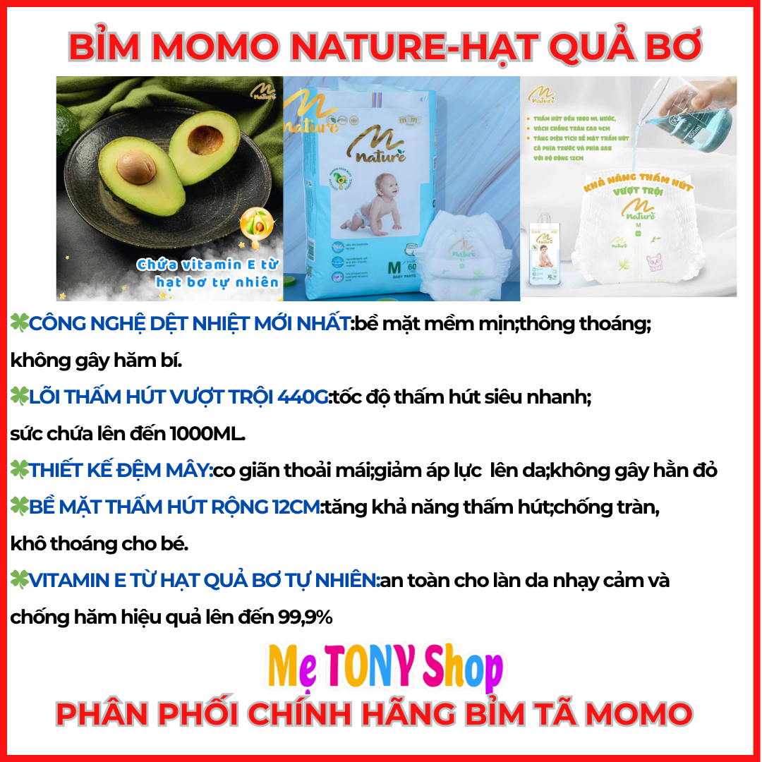 [Tặng KhănSữa]Bỉm Tã Momo Diamond NATURE Hạt Bơ Đủ Size(Thấm Hút Tốt Nhất)