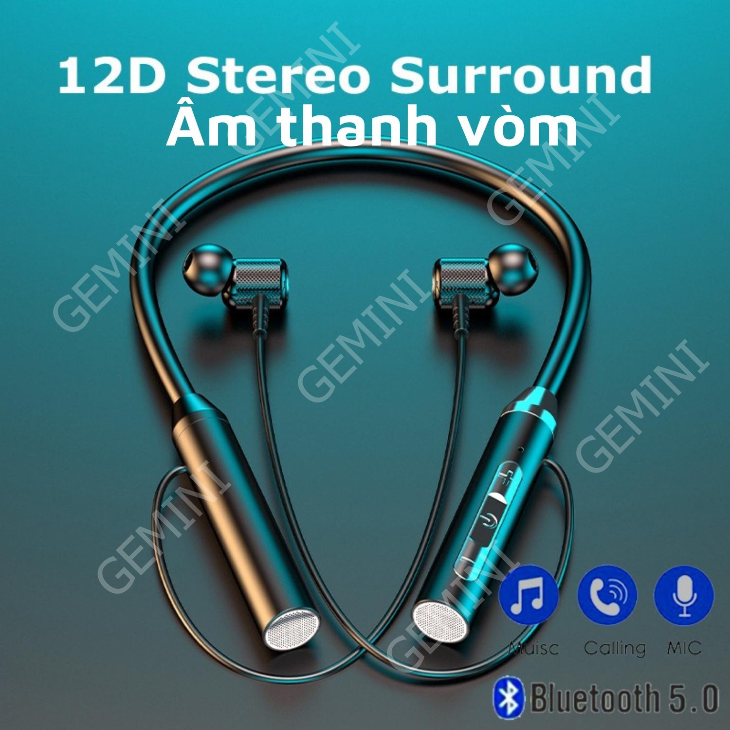 Tai nghe Bluetooth không dây đeo quàng cổ Bluetooth 5.2 thể thao pin trâu từ tính khử tiếng ồn G01 Gemini Shop