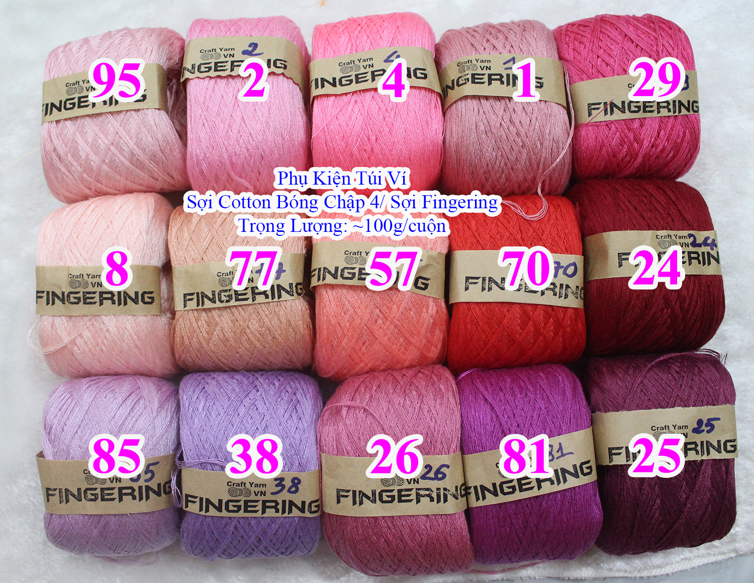 Cotton Yarn 4/ Fingering Yarn for Handmade Items (01-95)