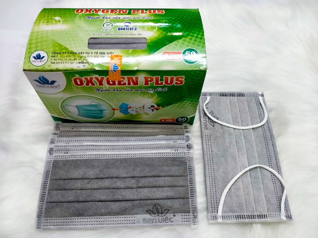 Khẩu trang y tế sen việt oxygen plus - màu xám
