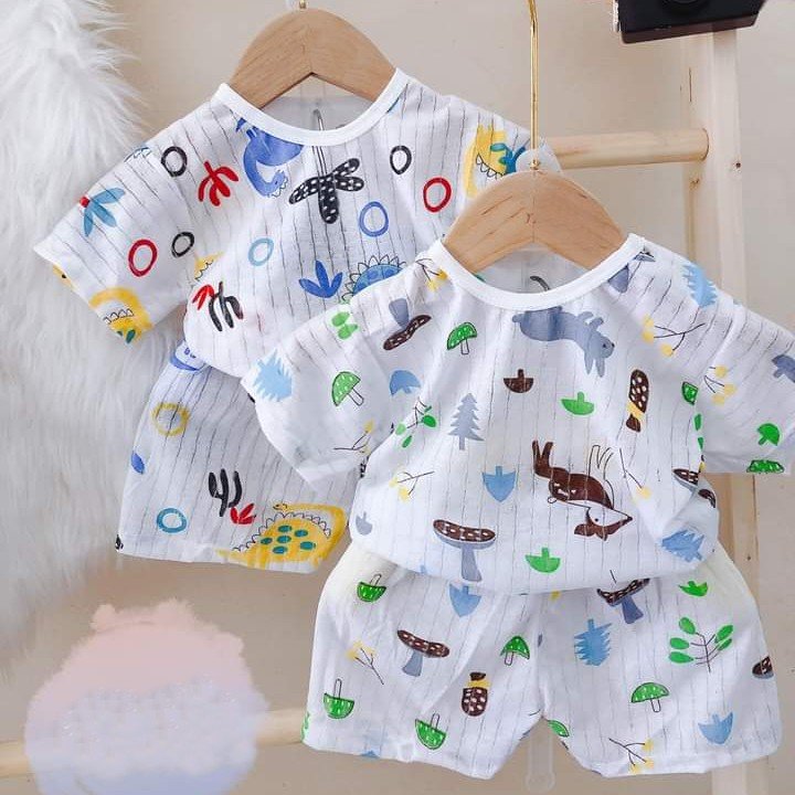 Đồ Bộ Cộc Tay Cho Bé Trai Bé Gái Chất Cotton Giấy - Đồ Mặc Nhà Cho Bé - Đồ Mặc Ngủ Cho Bé - Quần Áo Trẻ Em - Quần Áo Cho Bé Sơ Sinh 3kg Đến 13kg