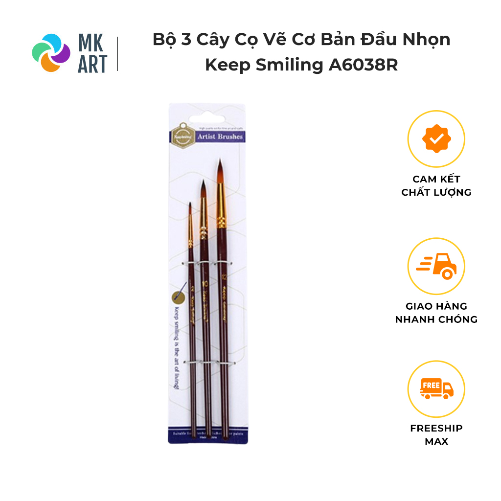 Cọ vẽ bút lông đầu nhọn keep smiling a6038r