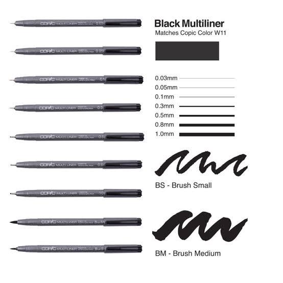Bút line đi nét Copic Multiliner mầu Đen -Sepia