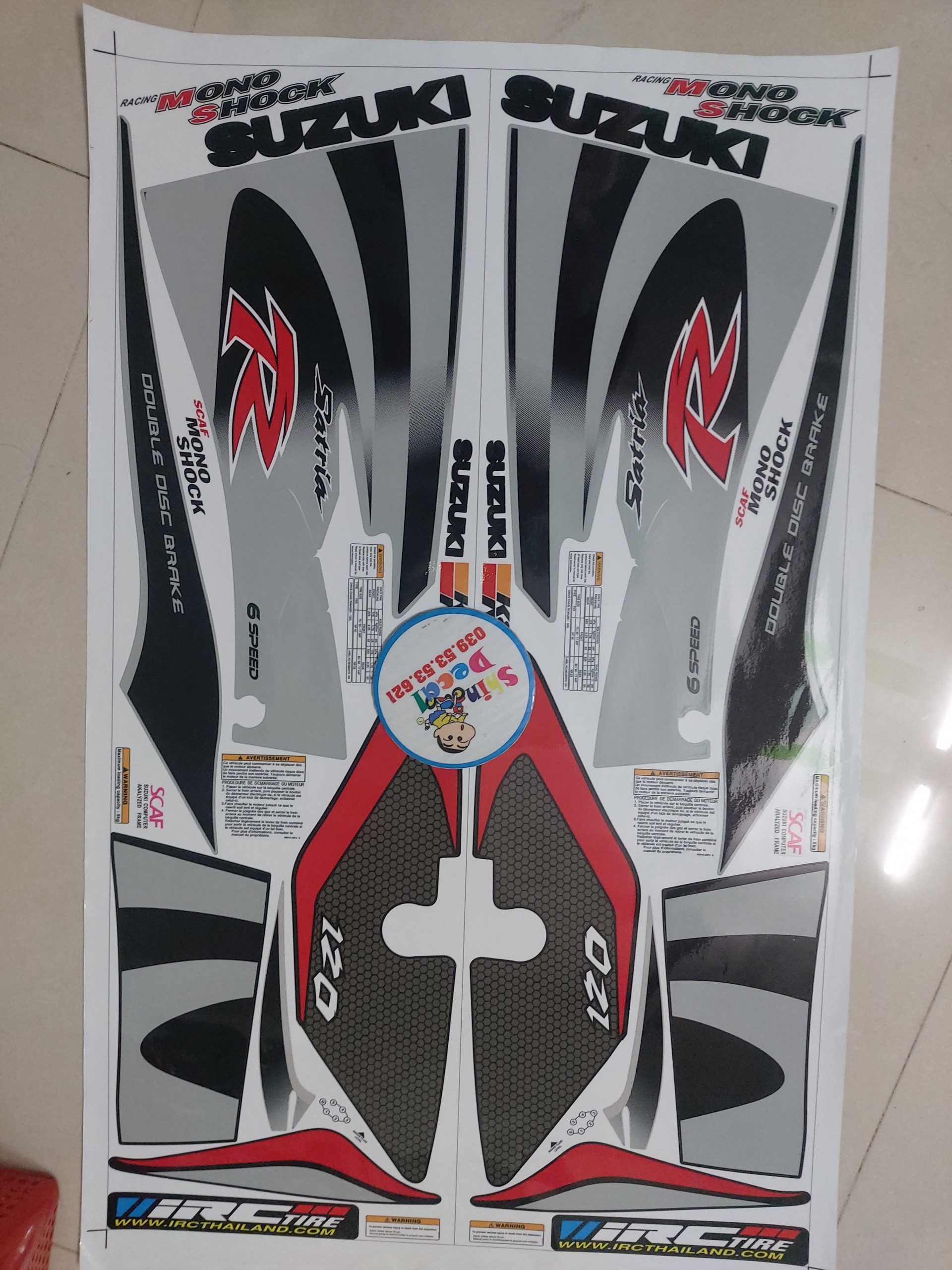 Tem suzuki satria R 2000 xám đen