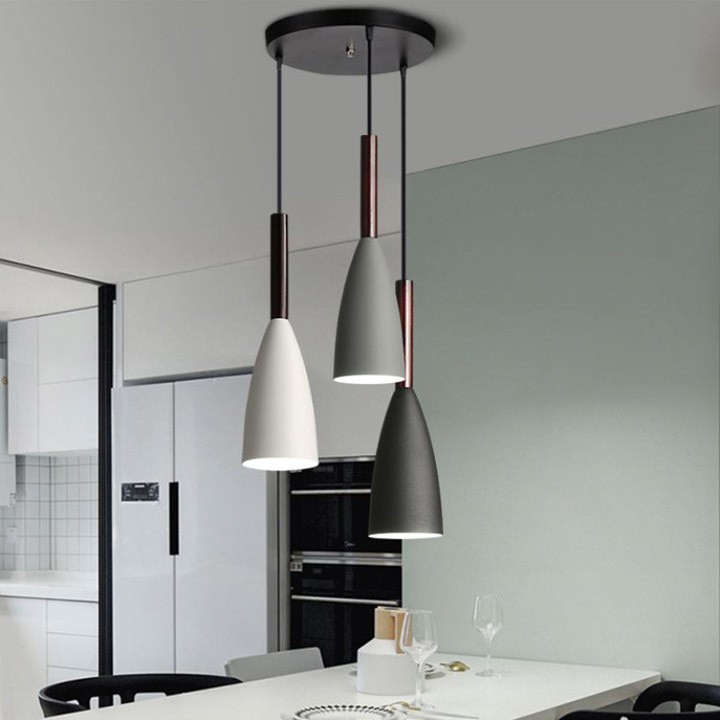 Đèn thả bàn ăn trang trí phòng bếp 3 bóng chao nhôm KITCHENLAMP (kèm đầy đủ bóng LED)