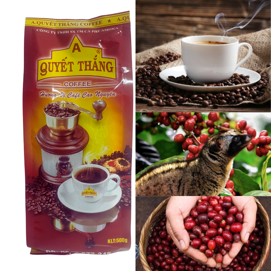 Cà phê Culi Hương Moka, 500gr Quyết Thắng, cà phê xay pha phin chuẩn vị truyền thống.