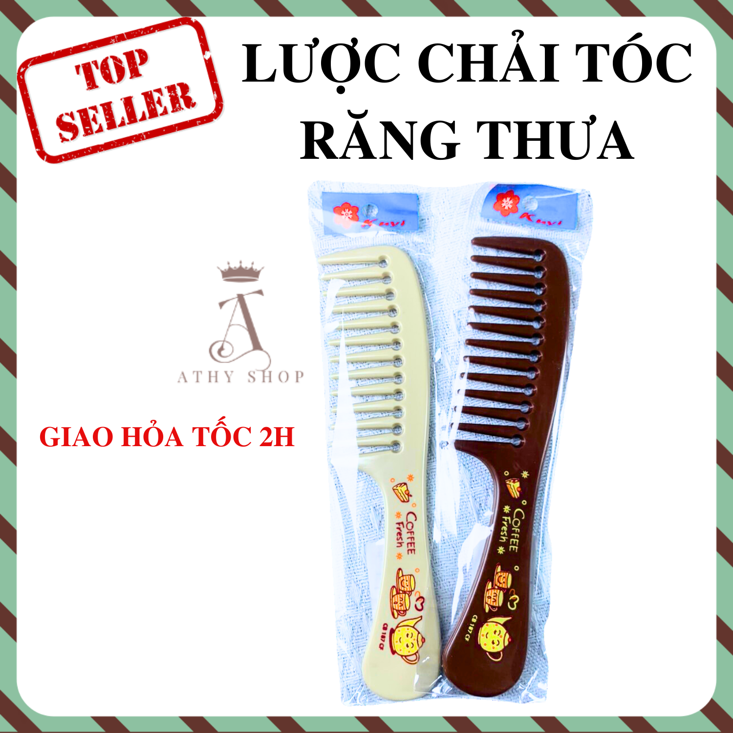 LƯỢC CHẢI TÓC RĂNG THƯA THÁI LAN lược nhựa chải đầu siêu đẹp bền dày lược có cán cầm phù hợp với mọi kiểu tóc tóc thẳng tóc uốn dành cho mọi lứa tuổi thích hợp sử dụng trong gia đình lược lớn ATHY SHOP
