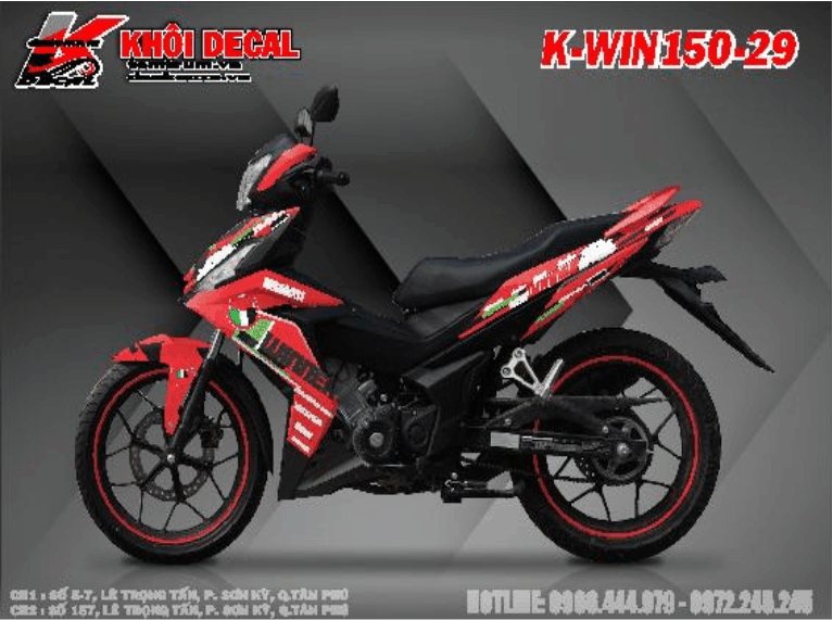 Tem trùm winner đỏ chỉ trắng độ đẹp - Tem xe máy winner đỏ chỉ trắng thiết kế theo yêu cầu - tem trùm xe  winner đẹp rẻ chất