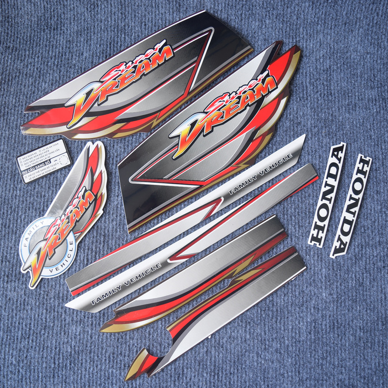 Bộ tem kiểu dán xe máy Dream tem 3 lớp (màu xám đỏ)