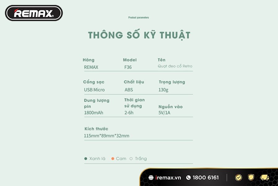 Quạt đeo cổ Remax F36- Quạt để ban mini