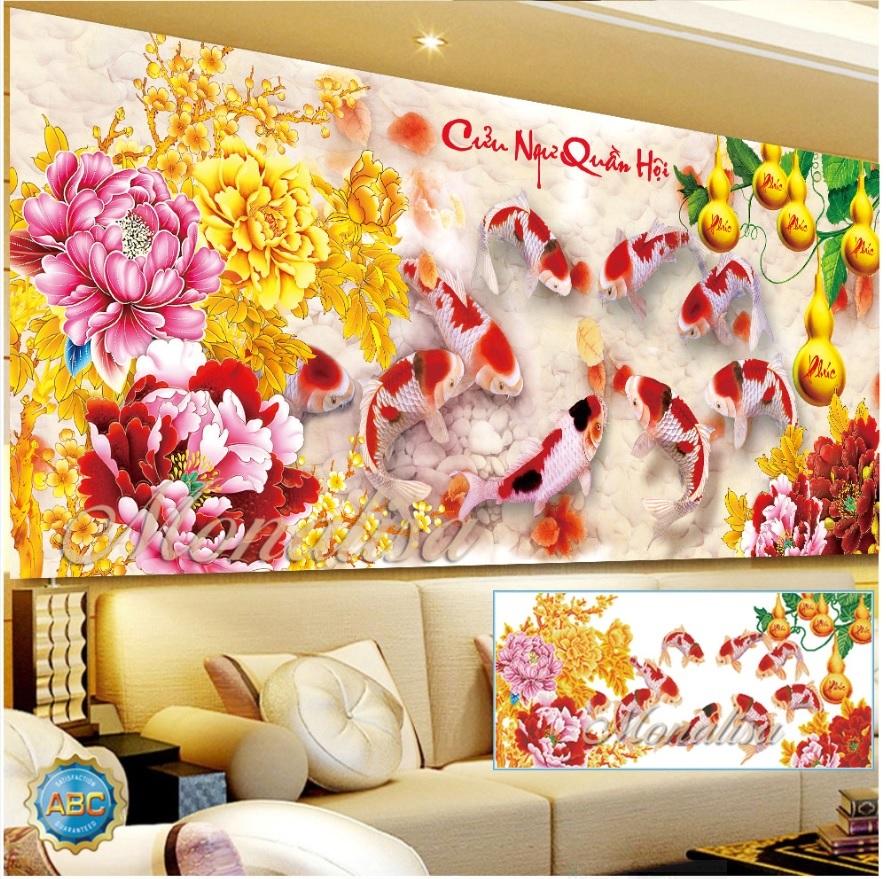 Tranh đính đá Cửu Ngư Quần Hội Y8267